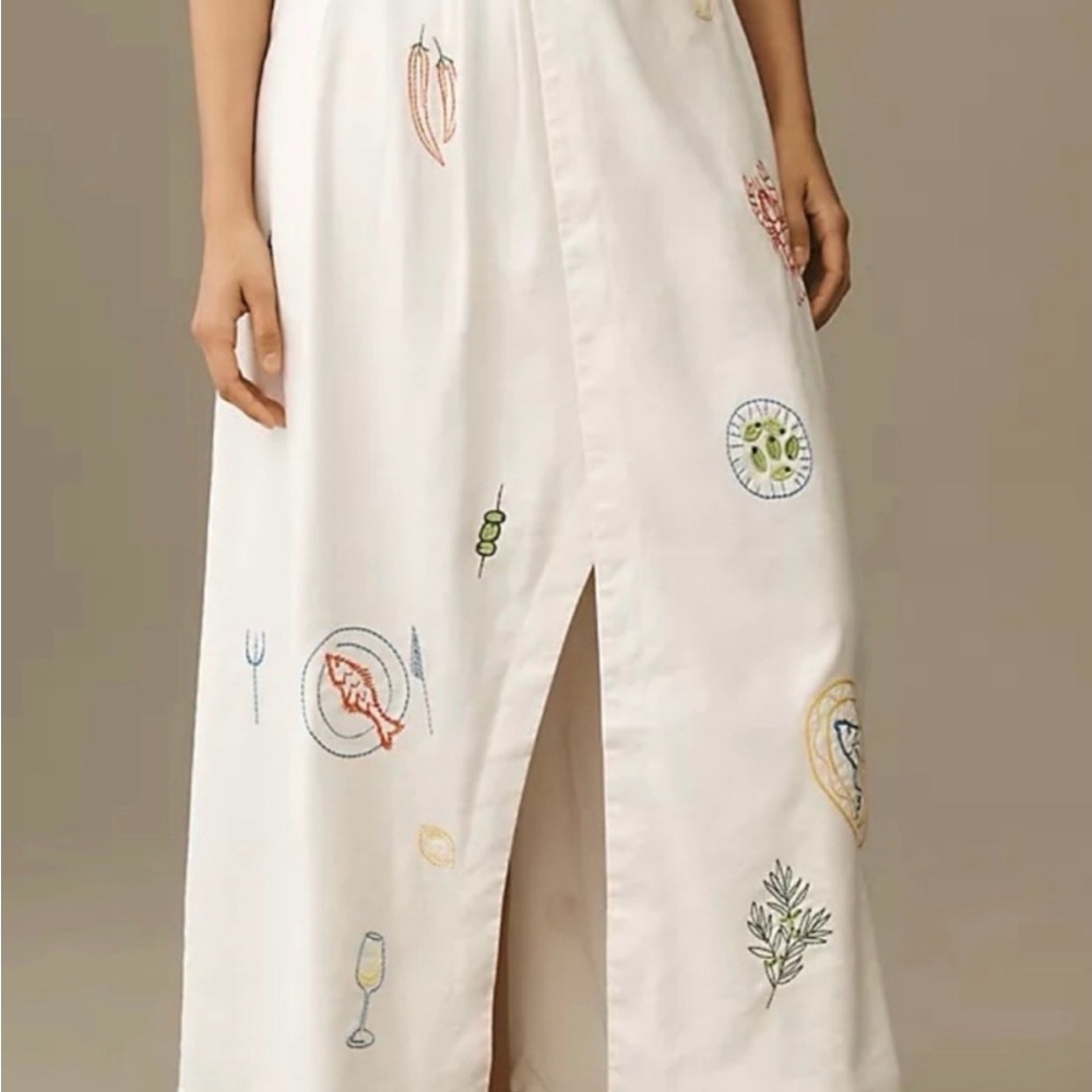 Maeve Anthropologie Embroidered Maxi Skirt with Front Slit - Picture 3 of 8